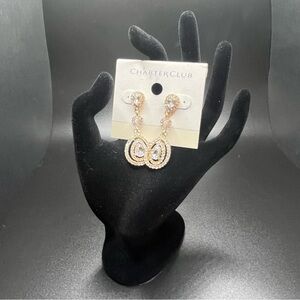 Charter Club Gold Tone Crystal Teardrop Dangle Earrings